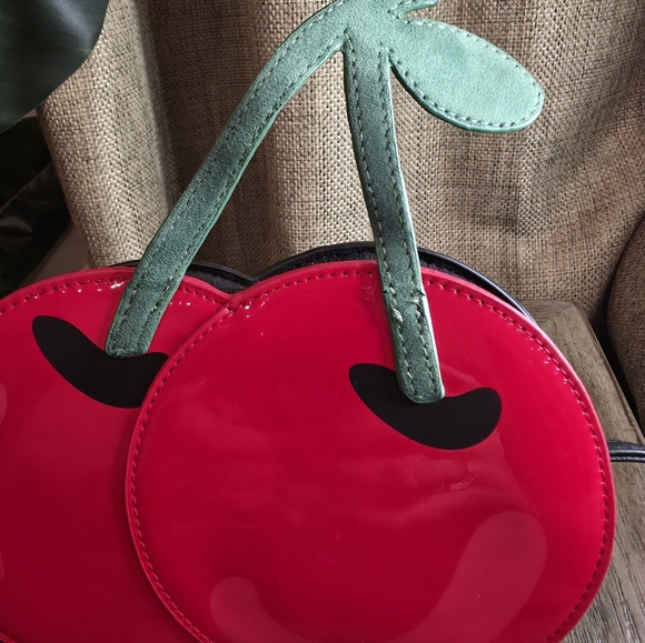 Cherry Crossbody Bag in Red with Green Stem - Picture 4 of 6